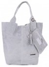 Bőr táska shopper bag Vittoria Gotti világosszürke V10