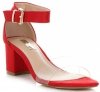 Modne Sandały Damskie na obcasie firmy Bellucci Czerwone