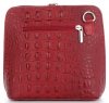 Włoska Torebka Skórzana Listonoszka firmy Genuine Leather we wzór Krokodyla Bordowa 