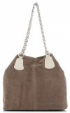 Vittoria Gotti Modna Torebka Skórzana Ekskluzywny Shopper Made in Italy Ziemista