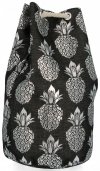 Modny Plecak Damski Pojemny Worek XL w modny wzór Ananasów Czarno Srebrny