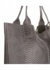 Włoskie Torebki skórzane typu Shopper bag Aligator Szara