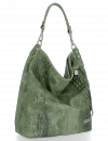 Firmowa Torba Skórzana Vittoria Gotti Made in Italy w rozmiarze XL motyw Aligatora Jasno Zielona