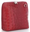 Włoska Torebka Skórzana Listonoszka firmy Genuine Leather we wzór Krokodyla Bordowa 