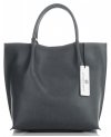 Vittoria Gotti firmowa Torebka Skórzana Elegancki Shopper Made in Italy Szara