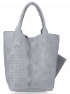 Włoskie Torebki Skórzane Shopper Bag w motyw aligatora firmy Vittoria Gotti Jasno Szara