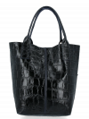 Uniwersalna Torebka Skórzana XL Shopper Bag w motyw zwierzęcy firmy Vittoria Gotti Granat