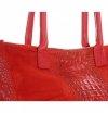 Duża Torba Skórzana z motywem Aligatora firmy Genuine Leather Czerwona