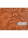 Włoska Torebka Skórzana firmy Vittoria Gotti z tłoczonym wzorem Kwiatów Pomarańczowa