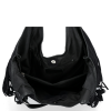 Modne Torebki Skórzane Shopper Bag z Frędzlami firmy Vittoria Gotti Czarna
