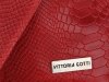 Torebki Skórzane Vittoria Gotti Włoski Shopper XL wzór Aligatora Czerwona