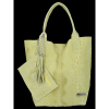 Włoskie Torebki Skórzane Shopper Bag w motyw aligatora firmy Vittoria Gotti Limonka