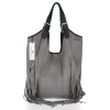 Modne Torebki Skórzane Shopper Bag z Frędzlami firmy Vittoria Gotti Szara