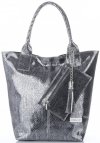 Vittoria Gotti Elegancki Skórzany Shopper z Etui w rozmiarze XL Iron