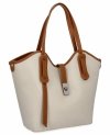Włoska Torebka Skórzana Shopper Bag z Kosmetyczką 631 Beżowa/Ruda