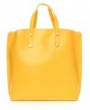 Torebka Skórzana Shopperbag z Kosmetyczką Żółta