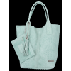 Włoskie Torebki Skórzane Shopper Bag w motyw aligatora firmy Vittoria Gotti Mięta