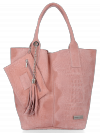 Włoskie Torebki Skórzane Shopper Bag w motyw aligatora firmy Vittoria Gotti Różowa