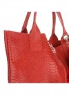 Włoskie Torebki skórzane typu Shopper bag Aligator Czerwona