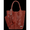 Modne Torebki Skórzane Shopper Bag XL z Etui firmy Vittoria Gotti Brązowa