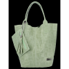 Modne Torebki Skórzane Shopper Bag XL z Etui firmy Vittoria Gotti Jasno Zielona