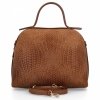 Elegancka Torebka Skórzana Włoski Kuferek 2 Komory 5273 Ruda