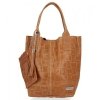Modne Torebki Skórzane Shopper Bag XL z Etui firmy Vittoria Gotti Ruda