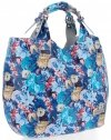 Modna Torebka Skórzana Shopper Bag w Kwiaty firmy Vittoria Gotti Granatowa