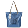 Modne Torebki Skórzane Włoski Shopper Bag firmy Vittoria Gotti Jeansowa
