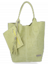 Modne Torebki Skórzane Shopper Bag XL z Etui firmy Vittoria Gotti Limonka