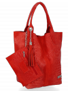 Włoskie Torebki Skórzane Shopper Bag w motyw aligatora firmy Vittoria Gotti Czerwona