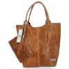 Uniwersalna Torebka Skórzana XL Shopper Bag w motyw zwierzęcy firmy Vittoria Gotti Ruda