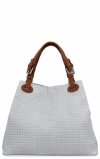 Modna Torebka Skórzana Shopper Bag 2269-J Biała/Ruda