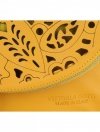 Torebki Skórzane Listonoszki Vittoria Gotti wycinane wzory Żółta