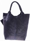 GEANȚĂ DIN PIELE shopper bag Genuine Leather bleumarin 777