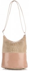 GEANȚĂ DIN PIELE tip poștaș Genuine Leather bej 0723