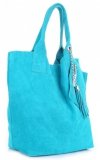 GEANȚĂ DIN PIELE shopper bag Genuine Leather turcoaz 801