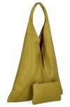 Geantă din Piele Italiană Shopper Bag cu Portfard Mic 5820S Verde Lămâie