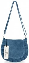 GEANȚĂ DIN PIELE tip poștaș Vittoria Gotti denim V5998