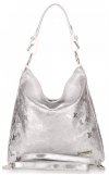 GEANȚĂ DIN PIELE shopper bag Vittoria Gotti argint V23