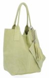 GENȚĂ DIN PIELE shopper bag Genuine Leather verde de limetă 801