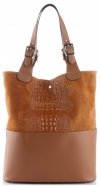 GEANȚĂ DIN PIELE shopper bag Genuine Leather roșcat 216