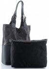 GEANȚĂ DIN PIELE shopper bag Genuine Leather gri 216
