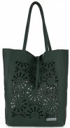 GEANȚĂ DIN PIELE shopper bag Vittoria Gotti verde de sticlă V577
