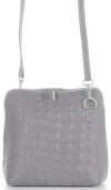 GEANȚĂ DIN PIELE tip poștaș Genuine Leather gri deschis 218