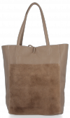 GEANȚĂ DIN PIELE shopper bag Vittoria Gotti maro pământiu V21E