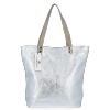 GEANȚĂ DIN PIELE shopper bag Vittoria Gotti argint B24