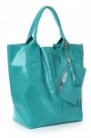 GEANȚĂ DIN PIELE shopper bag Genuine Leather albastru marin 555