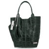 GEANȚĂ DIN PIELE shopper bag Vittoria Gotti verde de sticlă B22