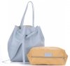 GEANȚĂ DIN PIELE shopper bag Genuine Leather albastru deschis 1158